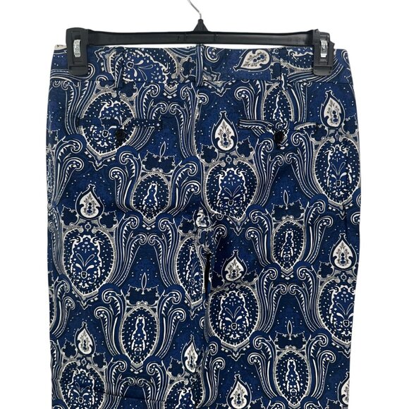 Talbots Womens Blue Paisley Print Capri Pants Size 4 Cotton/Spandex Blend - Picture 11 of 13